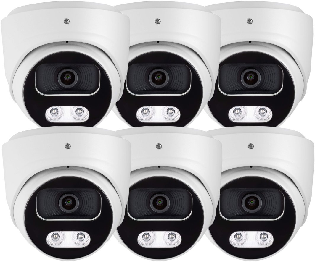 Zestaw kamer kopułowych IP 6x KEEYO LV-V-IP5M25DF-B-II 5Mpx IR25m AI Audio 1