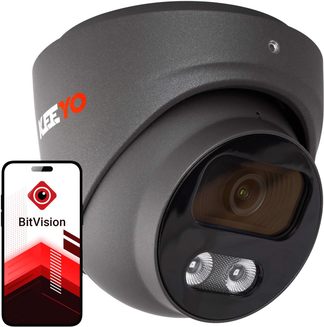 Kamera kopułowa IP KEEYO LV-V-IP8M25DF-DL-G 8Mpx, hybrydowe doświetlenie IR/LED 1
