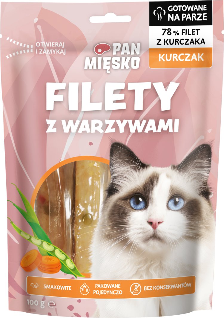Przysmak dla kota Filety Kurczak z warzywami (dorosły) 100g 1