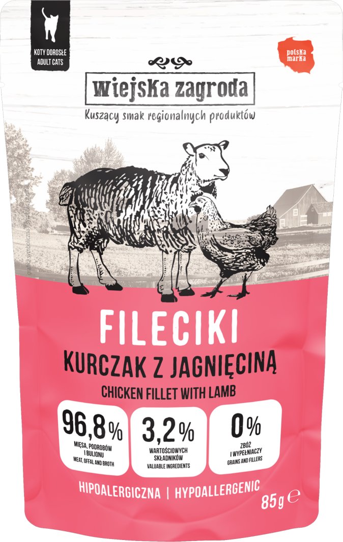 Karma mokra dla kota Fileciki Kurczak z jagnięciną (dorosły) 85g 1