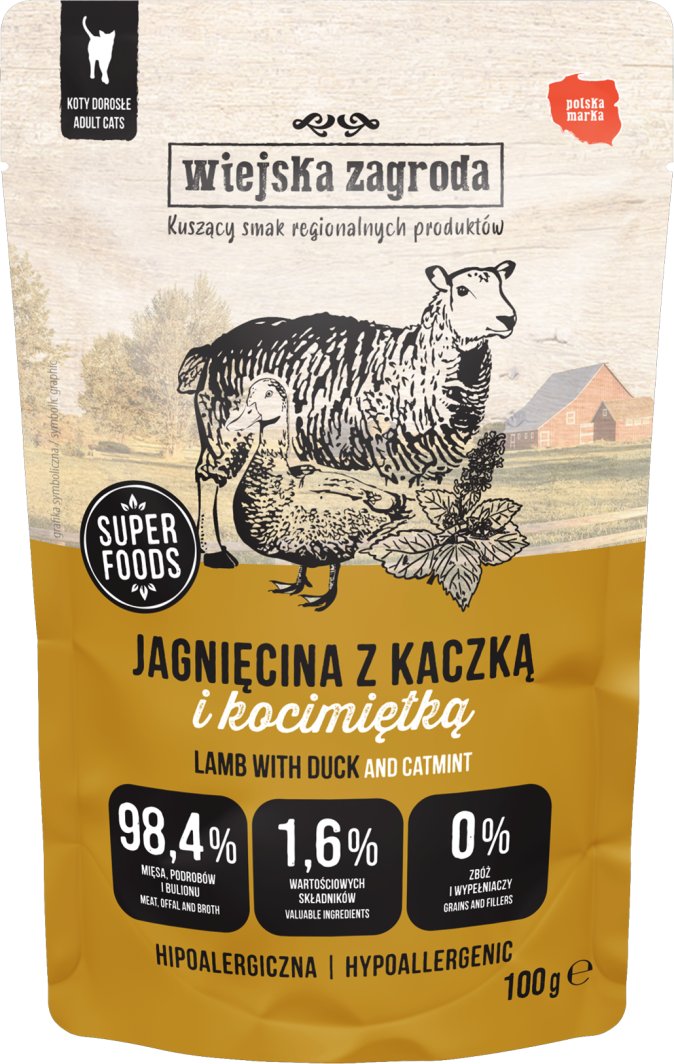 Karma mokra dla kota Jagnięcina z kaczką i kocimiętką (dorosły) 100g 1
