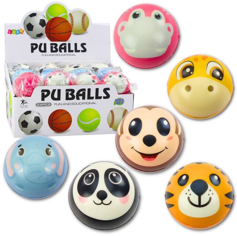 Piłka Do Odbijania Ugniatania Piankowa Piłeczka Zwierzęta 7cm LEAN TOYS 1