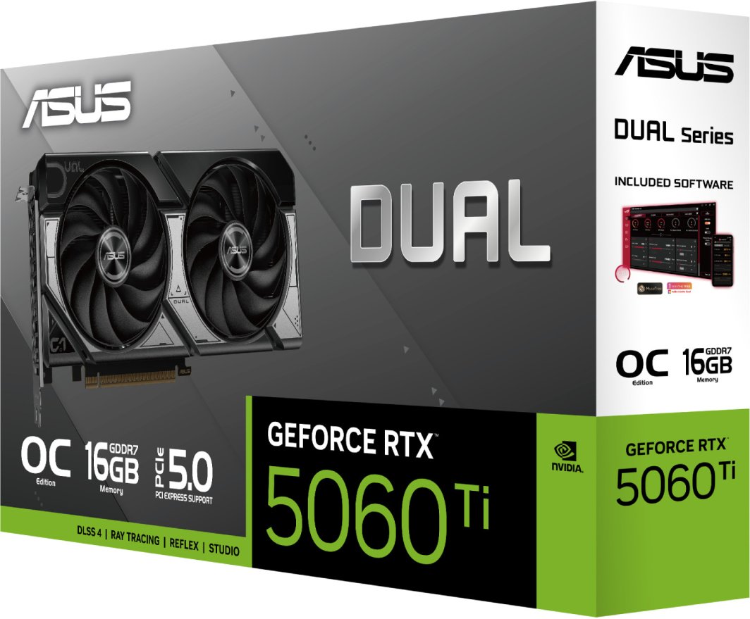 d*p様 ASUS GeForce RTX 5060 Ti 16GB OC ASUS GeForce RTX 5060 Ti DUAL OC - 16GB GDDR7 RAM - Karta