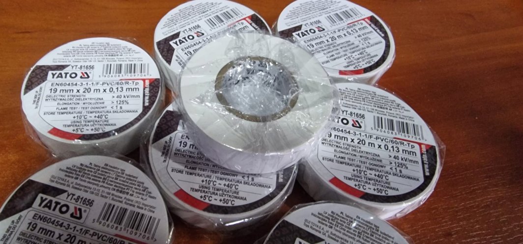 YATO TAŚMA ELEKTOIZOLACYJNA 19mm x 20m BIAŁA 1