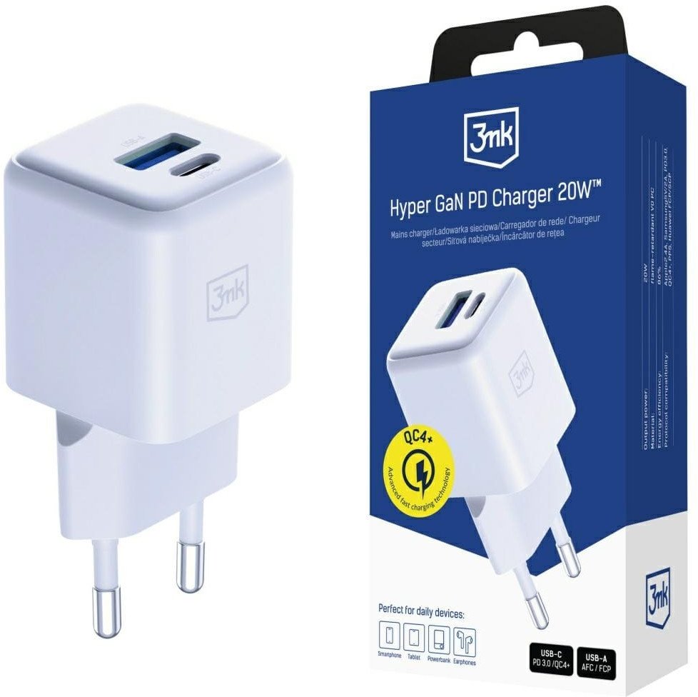 Ładowarka 3MK Hyper GaN Charger 1x USB-A 1x USB-C 3 A (5903108640084) 1