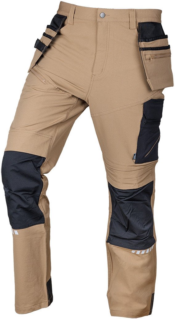 Spodnie robocze Mix&Match, 4 way stretch, z kaburami, Cordura, beżowo-czarne, rozmiar L