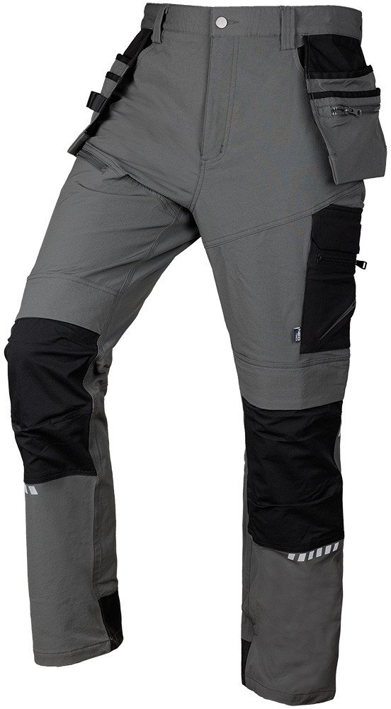 Spodnie robocze Mix&Match, 4 way stretch, z kaburami, Cordura, szaro-czarne, rozmiar XXL