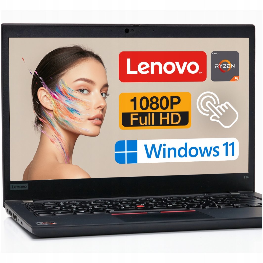 Laptop Thinkpad T14 AMD Ryzen 5 16GB DDR4 256GB SSD Windows 11 14" Dotyk 1