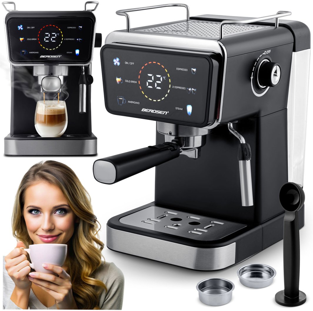 Ekspres do kawy kolbowy 20 bar Berdsen BD-771 czarny 1