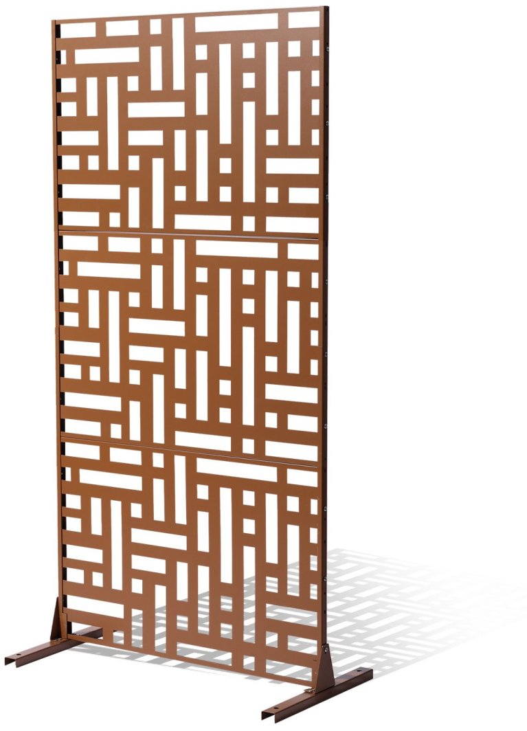 Metalowy Parawan 3-Częściowy Brązowy  Stylowa Osłona do Ogrodu 193 cm 1