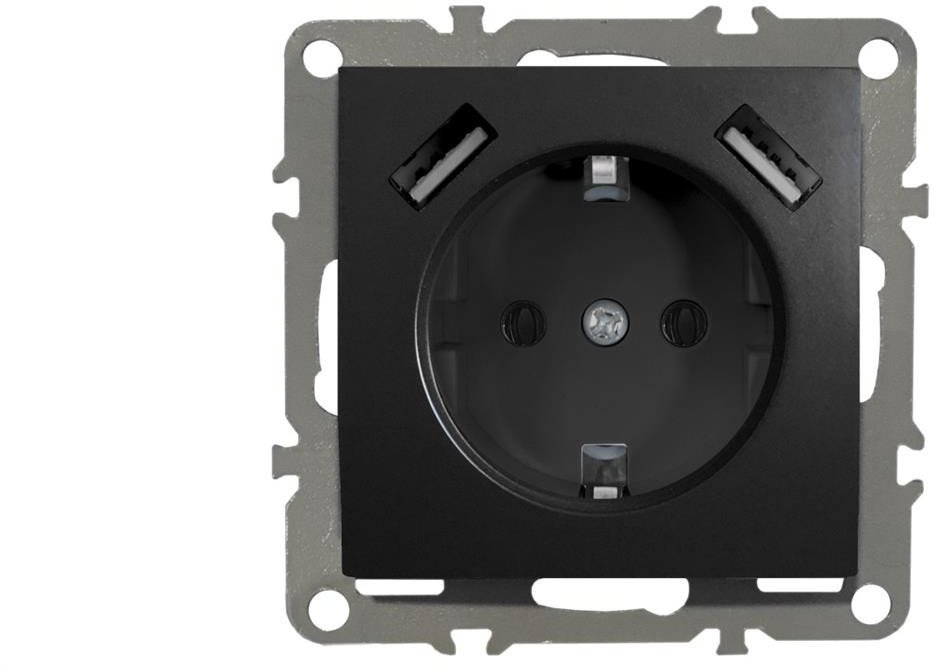 QUADRA GNIAZDO SCHUKO PODTYNKOWE 2X USB 230V 2.1A 1
