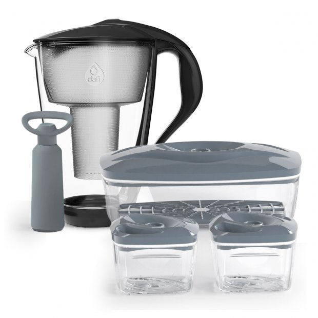 Dzbanek szklany Crystal czarny SeeYoo 3 stalowe 1