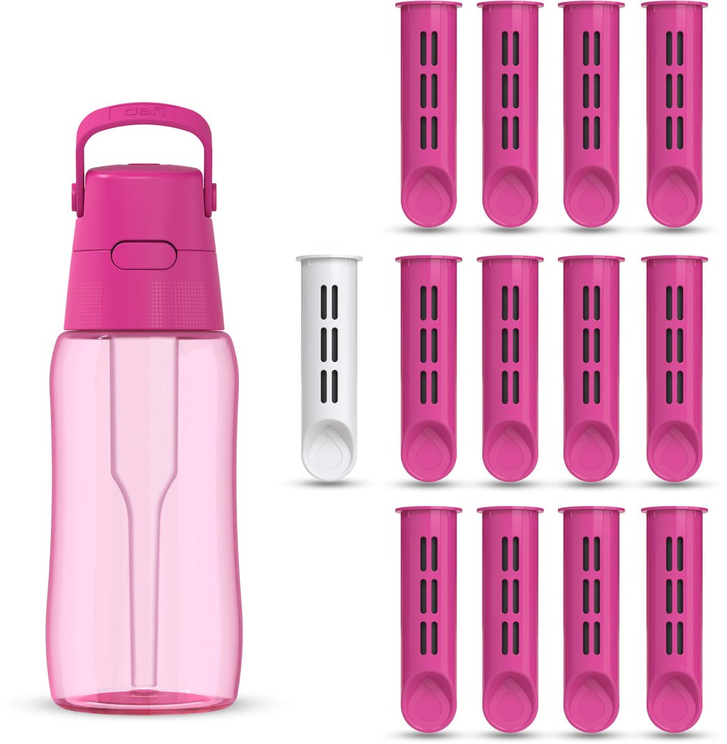 Butelka filtrująca Dafi SOLID 0,5 flamingowa barwiona z 13 filtrami 1