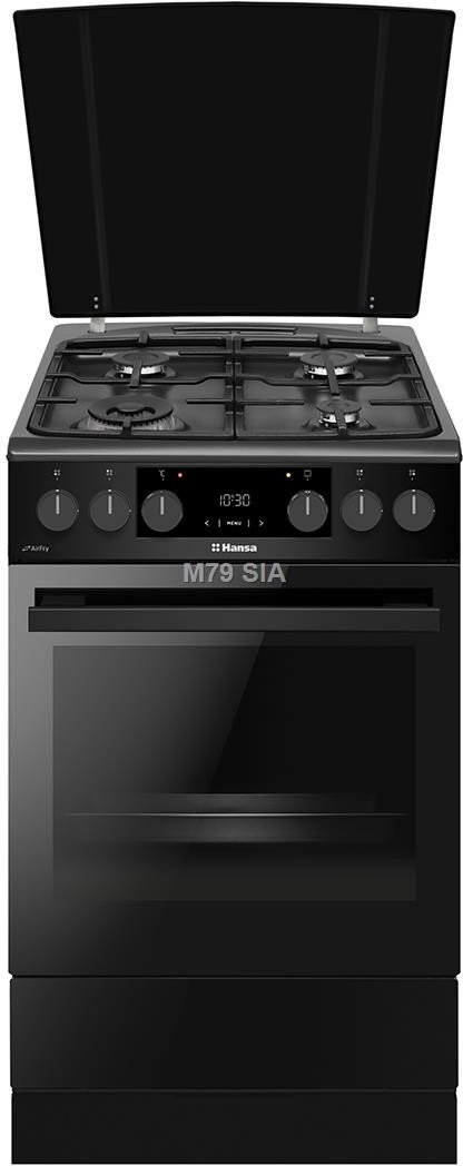 Hansa  65 L  platums 50 cm  mateta melna - Elektriska plits ar gazes virsmu 1