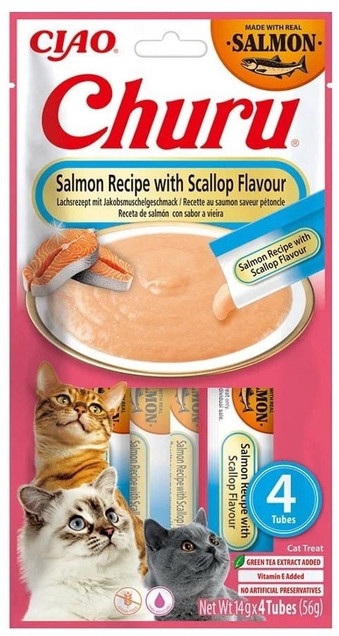 INABA CAT CHURU SALMON WITH SCALLOP 4x14g (56g) 1