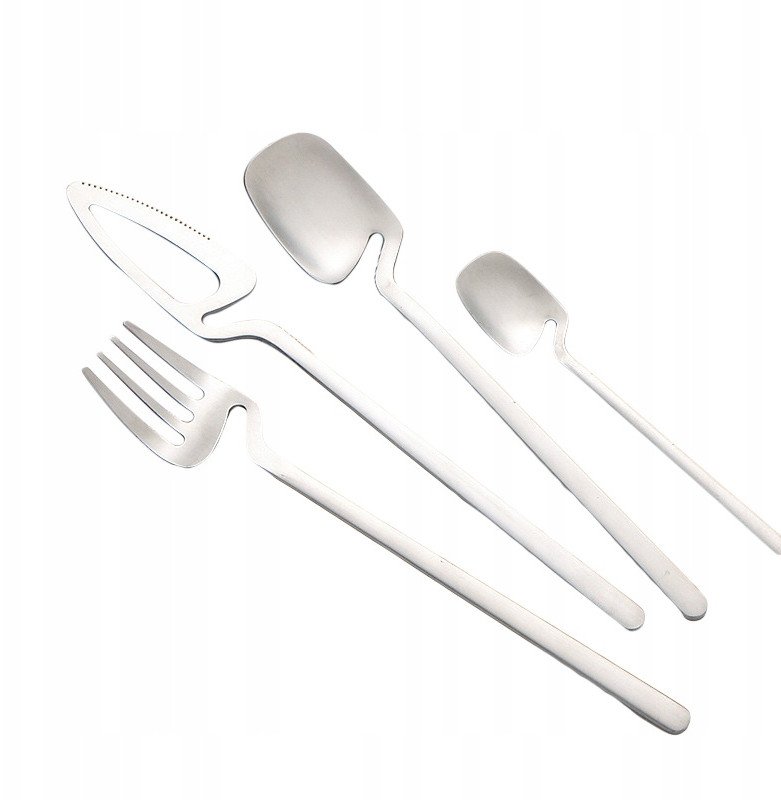 Zestaw SZTUĆCÓW Stal Nierdzewna Nowoczesne 32szt MATOWE Komplet SREBRNE 1