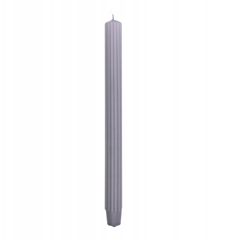 Świeca stołowa długa ryflowana DONAU HOME, 25x300 mm, 4 szt., szara 1