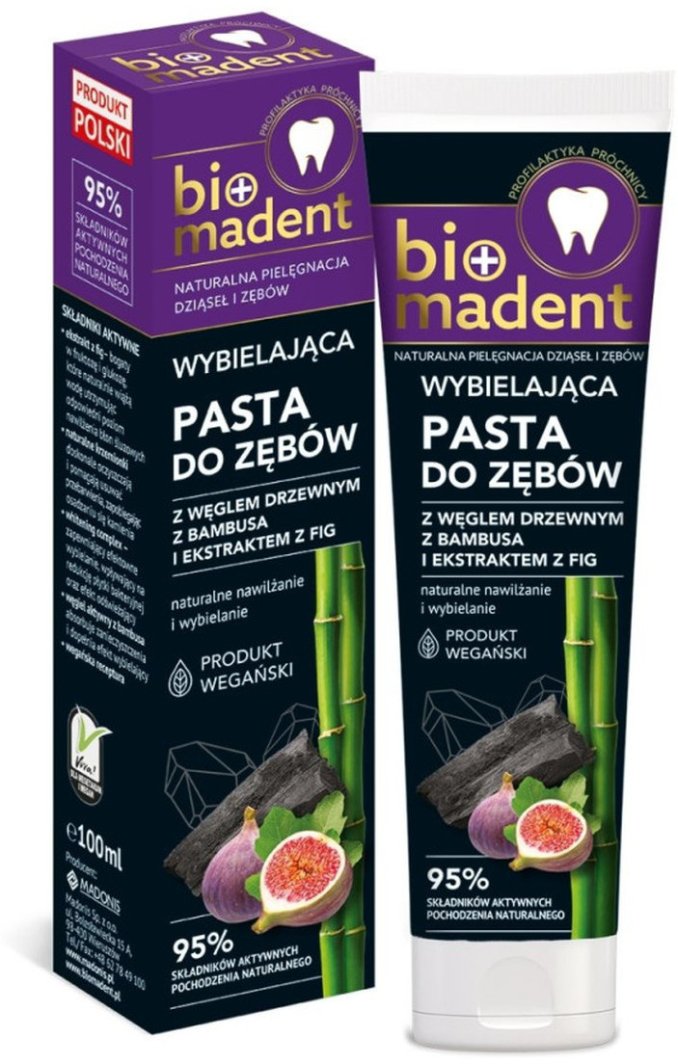 Bio Madent Wybielająca pasta do zębów z węglem drzewnym z bambusa i ekstraktem z fig 100ml 1