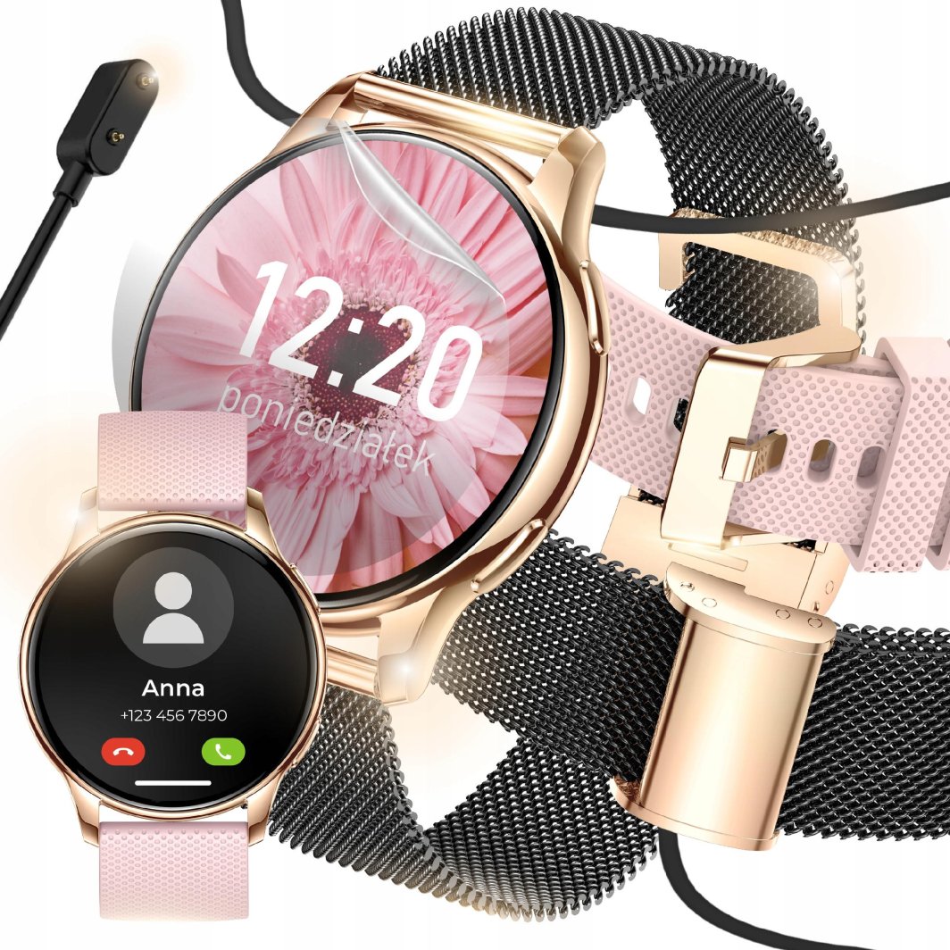 SMARTWATCH ZEGAREK DAMSKI MENU PL ROZMOWY POWIADOMIENIA SPORT SMART WATCH 1