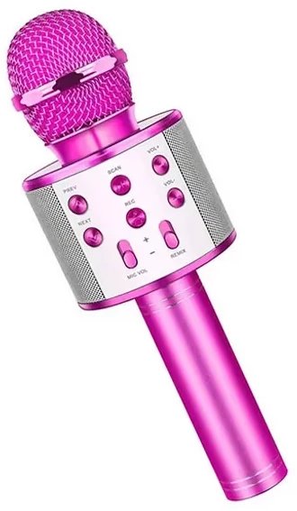 Bezprzewodowy mikrofon Bluetooth WS858 karaoke różowy 1