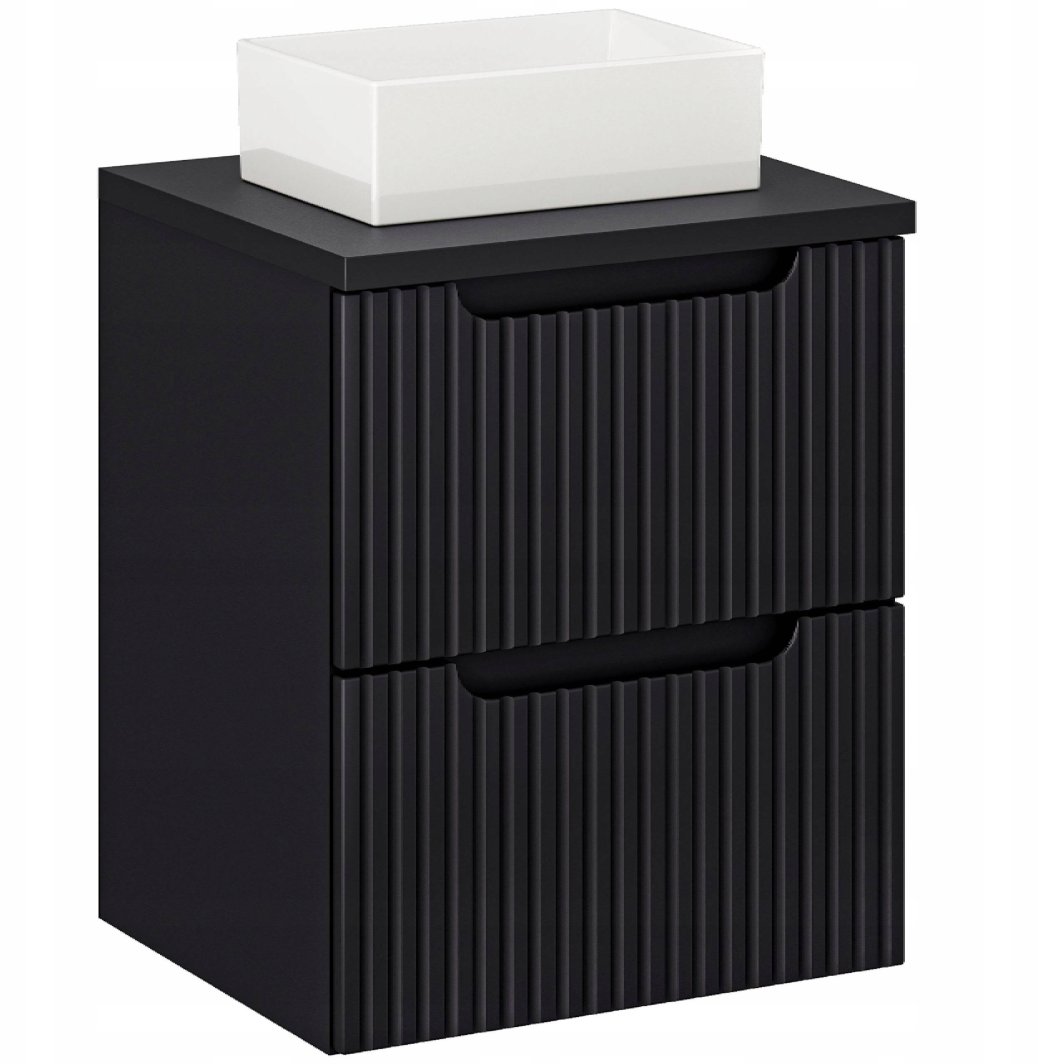 CZARNA szafka łazienkowa NOVA BLACK 82-50 2S z umywalką i blatem 50 cm 1