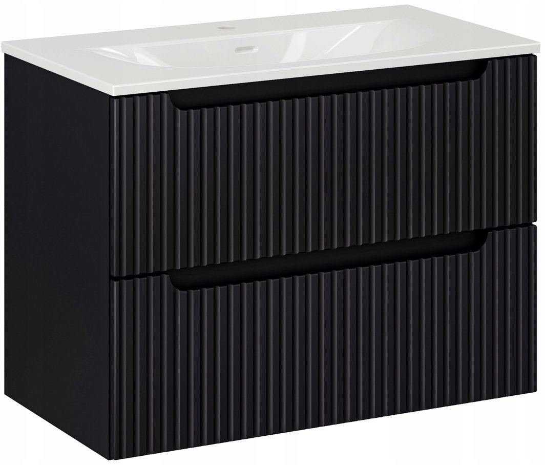 CZARNA szafka łazienkowa z umywalką 80 cm NOVA BLACK 82-80 z szufladami 1