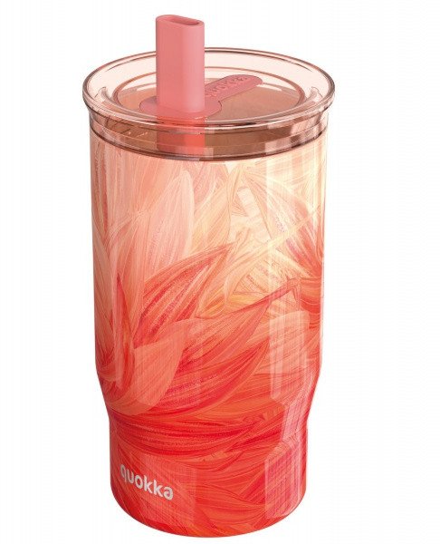 Quokka Mist - Kubek termiczny ze stali nierdzewnej 720 ml ze słomką (Peach Petals) 1