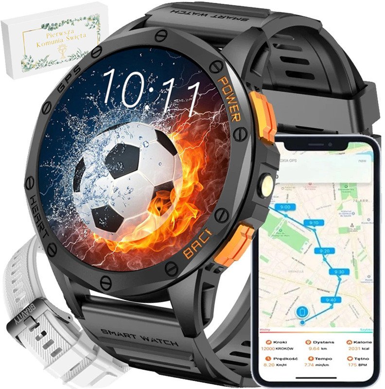 Zegarek Komunijny SMARTWATCH -GPS-GRAVITY GT24-2 BK/BK/WH 1