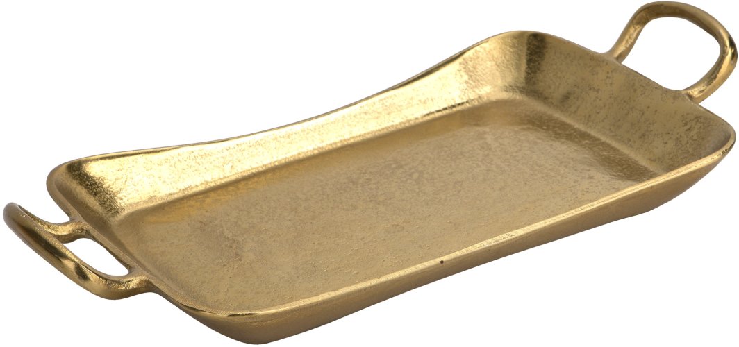 Taca ozdobna patera metalowa z uchwytem złota 41 cm 1