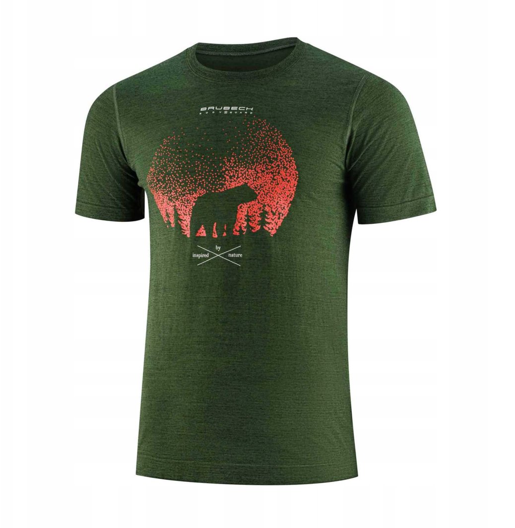 SS1265M Koszulka męska z krótkim rękawem OUTDOOR WOOL PRO ciemnozielony XXL - NIEDZWIEDŹ 4 1