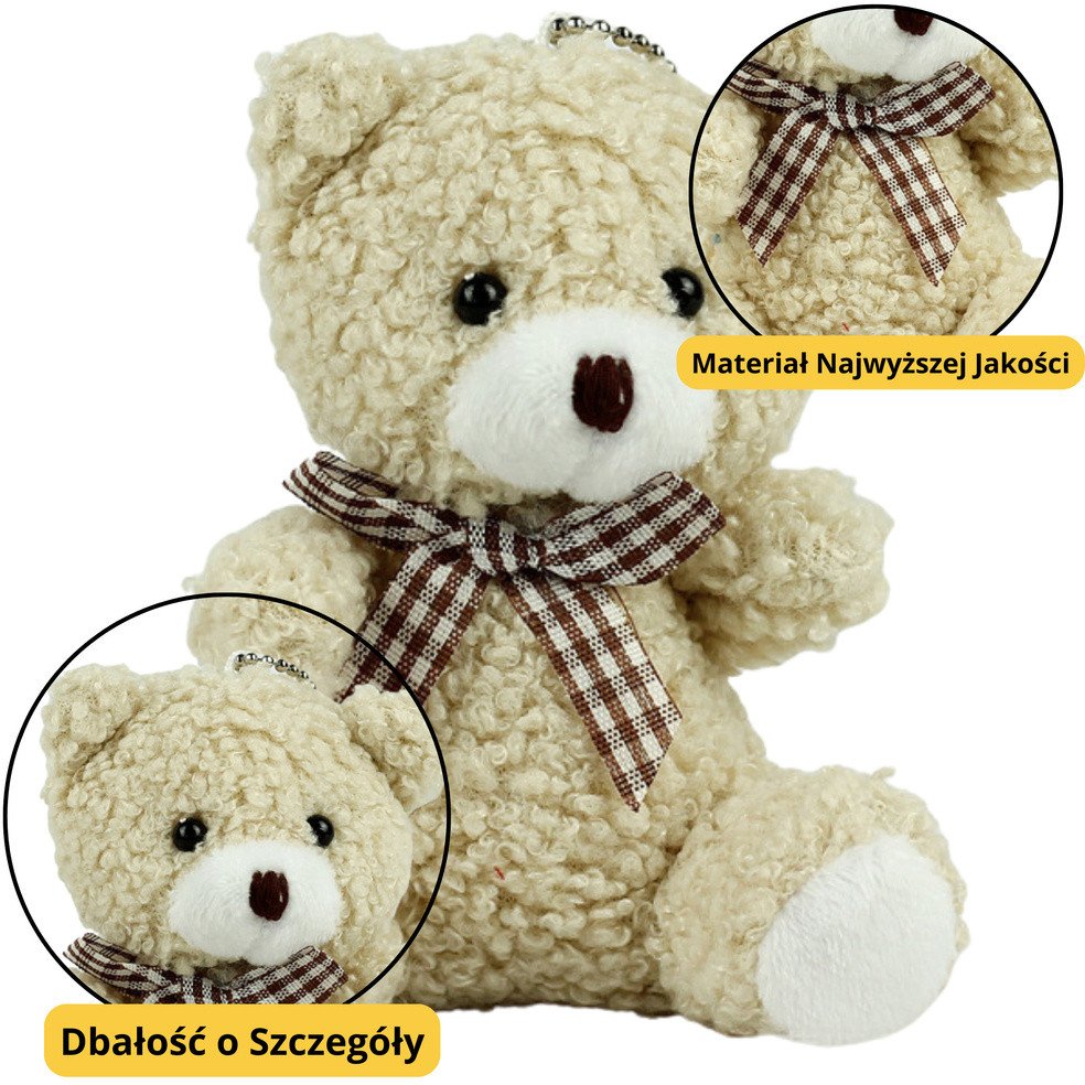 Miś Pluszowy Brelok Zawieszka Ozdoba Beżowy 8cm 1