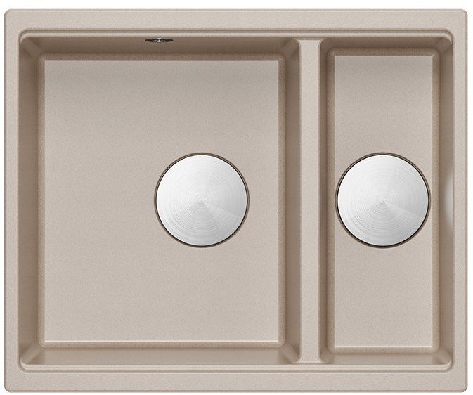 LOGAN 150 GraniteQ zlewozmywak pearl beige 56x46x22 cm 1,5-komorowy b/o wpuszczany + syfon manualny stal szczotkowana save space 1