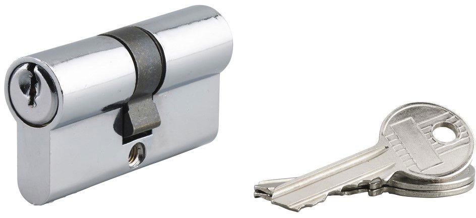 Lock cylinder, 35 x 35 mm, 5 keys, chrome-plated brass. 1