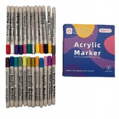 Markery akrylowe do tkanin kamieni pisaki flamastry mazaki wodoodporne DIY 24 szt. 1