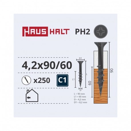 DRYWALL SCREW FOR WOOD 4.2X90/60 (250) 1