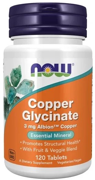 Now Foods - Glicynian Miedzi, 120 tabletek 1