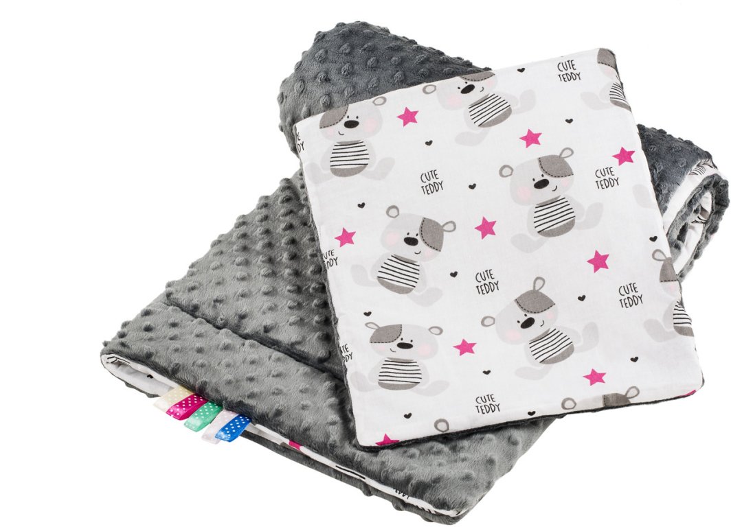 BOCIOLAND ZESTAW MINKY 75x100 TEDDY SZARY 5902533170876 1