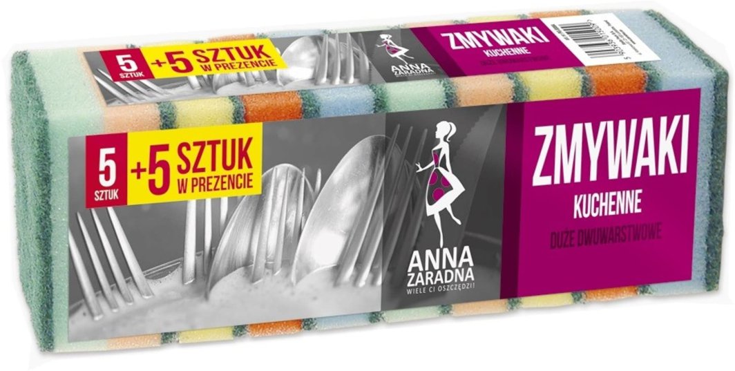 ANNA ZARADNA Zmywaki kuchenne duże - dwustronne 1 op.-10szt (5+5 gratis) 1