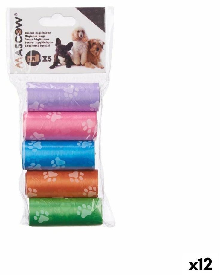 Torby higieniczne Mascow 200 Wielokolorowy Plastikowy Zwierzęta 5 Części (12 Sztuk) 1