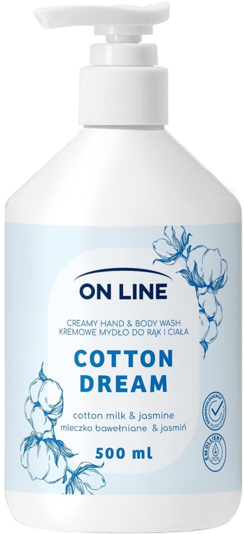 ON LINE Kremowe mydło do rąk i ciała Mleczko bawełniane&Jaśmin 500 ml 1