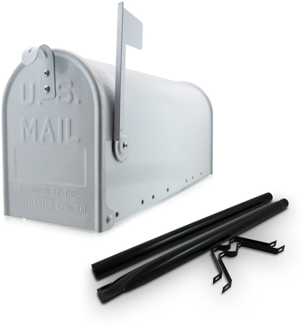 Skrzynka na listy amerykańska USA MAIL ze słupkiem (biały) 1
