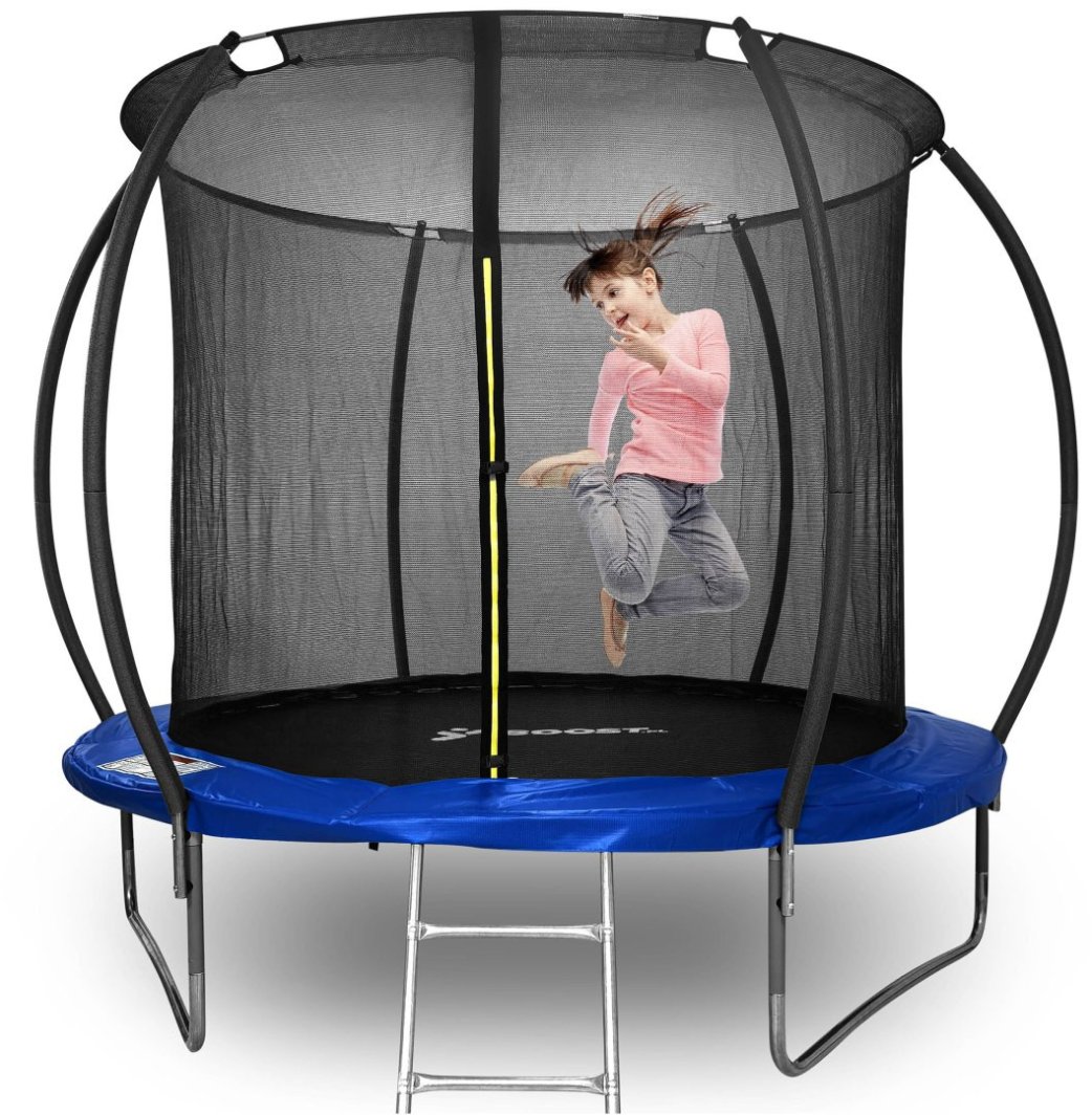 Trampolina z siatką i drabinką HENZEN 305 cm niebieska FT10 1