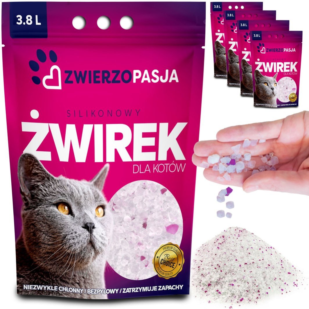 Silikonowy żwirek dla kota ZWIERZOPASJA komplet 5 X 3,8 L 1