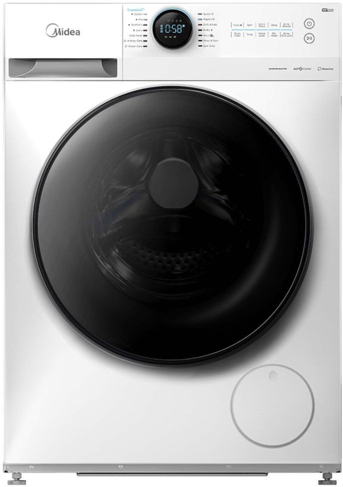 Midea Washing Machine with Dryer | MF200D80WB/W-HR | Energy efficiency class A/E | Front loading | Washing capacity 8 kg | 1400 RPM | Depth 48 cm | Width 60 cm | Digital | Drying system | Drying capacity 6 kg | Steam function | White 1