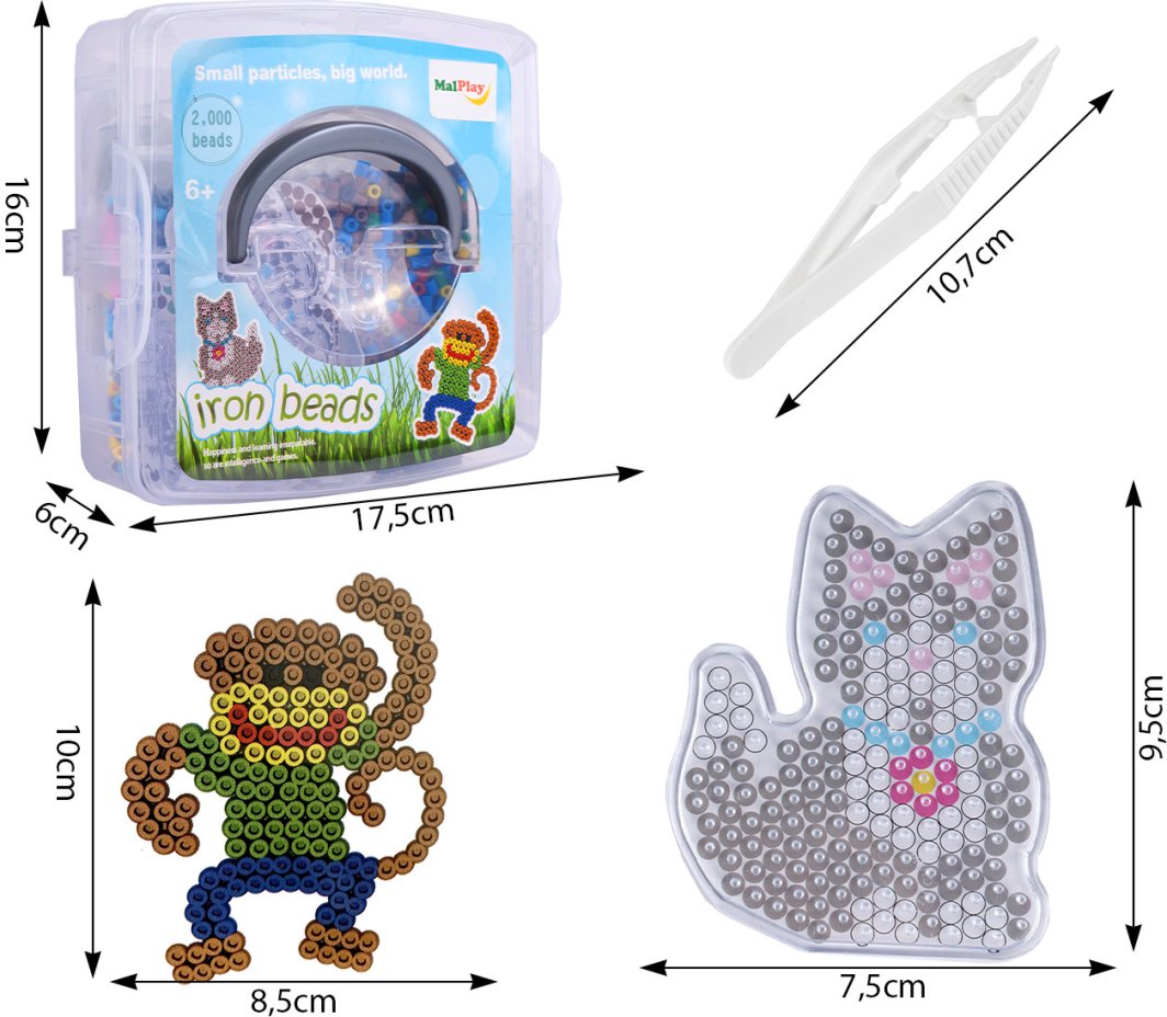 Koraliki Kolorowe Do Prasowania 2000 Szt Zwierzęta Małpka Kotek Szablony