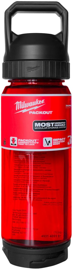 MILWAUKEE PACKOUT BUTELKA PLASTIKOWA  740ml CZERWONA 1
