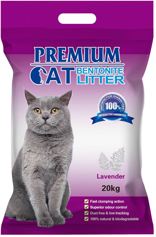 Premium Cat Żwirek Bentonitowy Zbrylający - Lawendowy dla kota 20kg 1