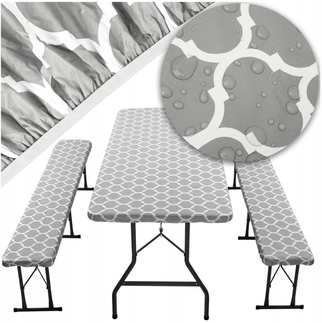 Q54D POKROWIEC OBRUS NA STÓŁ OGRODOWY+2   ŁAWKI 1