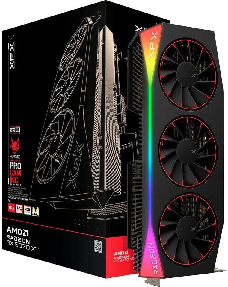 Karta graficzna XFX Mercury Radeon RX 9070 XT OC Magnetic Air RGB 16GB GDDR6 (RX-97TMARGB9) 1