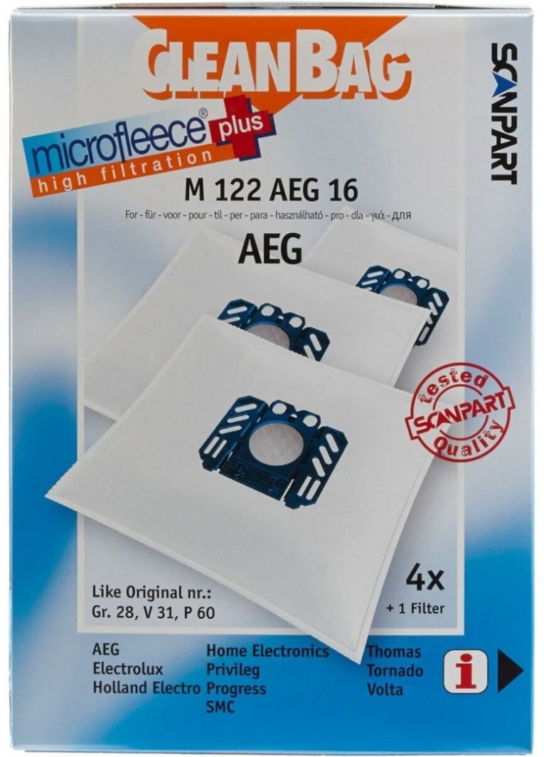 Uniwersalne Worki do Odkurzacza Scanpart M 122 AEG 16 AEG ELECTROLUX 1